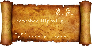 Mecsnober Hippolit névjegykártya